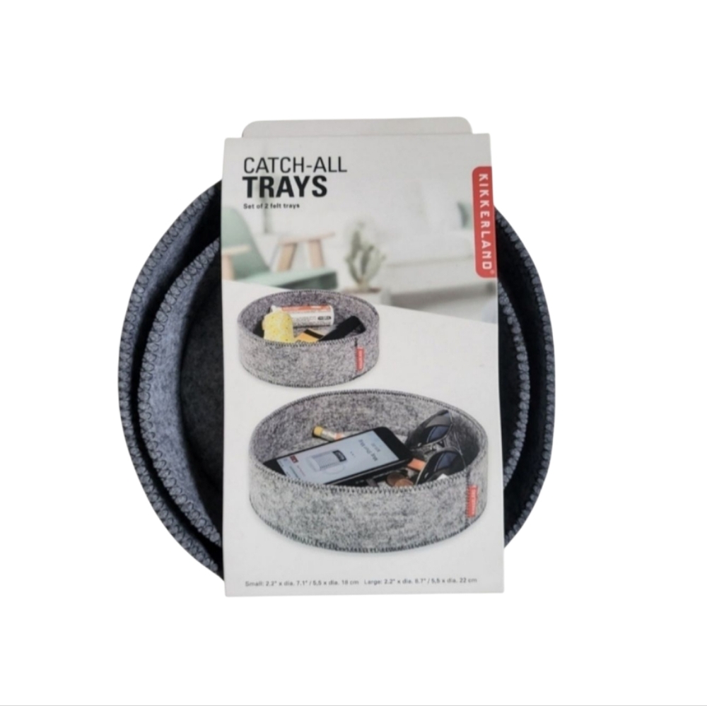 NEW Kikkerland Gray Felt Catch-All Trays